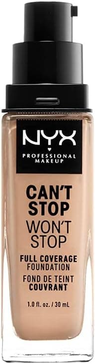 NYX Professional Makeup Can't Stop Won't Stop Liquid Foundation, Waterproof, Matte Finish, Vegan Formula, Natural (07)