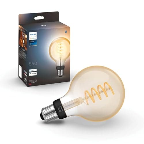 Philips Hue White Ambiance Smart LED Bulb E27 Filament G93 Globe Bluetooth Compatible with Alexa, Google Assistant and Apple Homekit - Image 3