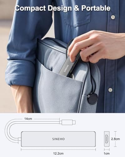 SINEHO 7-in-1 USB C Hub, USB C Adapter with HDMI 4K, 100W PD, 3 USB-A Data Ports, SD/TF Card Reader - Compatible with MacBook, Dell XPS, Surface Pro and More - Image 9