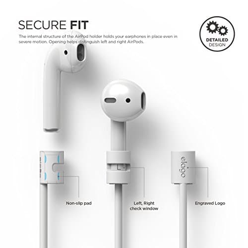 elago Silicone Strap AirPods Strap Anti-Lost Compatible with Apple AirPods 1 and 2 - Made of Smooth Silicone, 45 cm, Perfect for Sports, Leisure (White) - Image 3