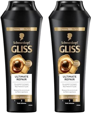 Schwarzkopf - Gliss - Ultimate Repair Shampoo - Dry/Very Damaged Hair - 89% Natural Ingredients - 250ml Bottle (Pack of 2)