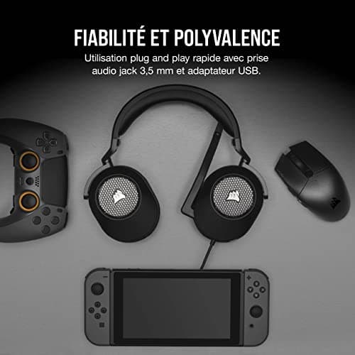 Corsair HS65 Surround Wired Gaming Headset - Dolby 7.1 Surround Sound - SonarWorks SoundID - Compatible iCUE - PC, Mac, PS5, PS4, Xbox, Nintendo Switch, Mobile - Carbon - Image 7