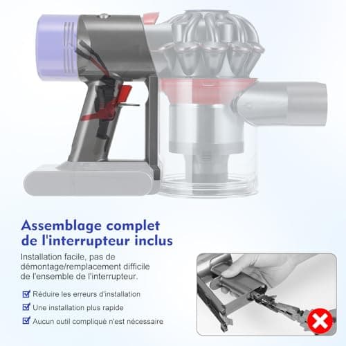 Main body compatible with Dyson V8 SV10 (part number 969875-02), includes motor handle with V10 SV12 trigger assembly, screwdriver set and post-HEPA filter - Image 5