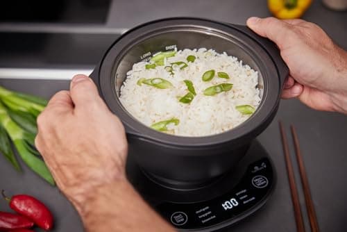 Yum Asia Kotori Donburi Mini Rice Cooker with Advanced Fuzzy Logic, Ninja Ceramic Bowl (1 Cup, 0.18L), 3 Rice Functions, 3 Multicooker Functions, LED Display, 220-240V (Charcoal Black) - Image 7