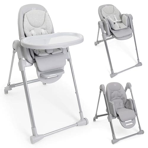 Chicco Polly Armonia Baby Highchair, Evolutionary for Children from 0 Months to 40 kg, 9 Levels of Height, 3 Tilt Positions, Adjustable Footrest, Compact Folding, 4 Wheels, Light Grey - Image 5