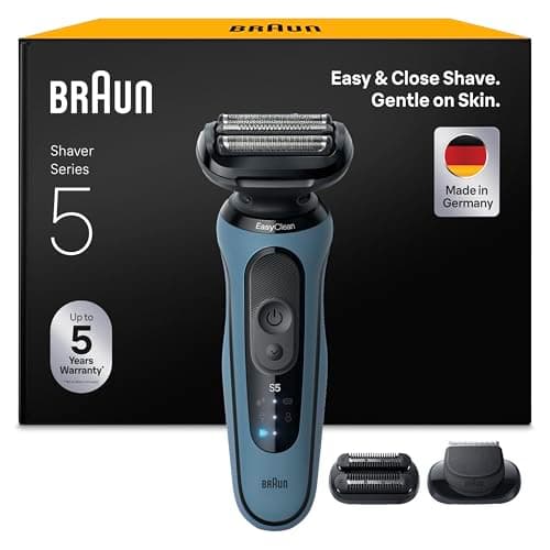 Braun Rasoir Electrique Homme Series 5 52-A1820SI, Azure, Etanche, Lames Flexibles Pour Raser Doucement Le Visage, 2 Modes De Rasage, Coffret Avec Accessoire Tondeuse A Barbe De Trois Jours - Image 2