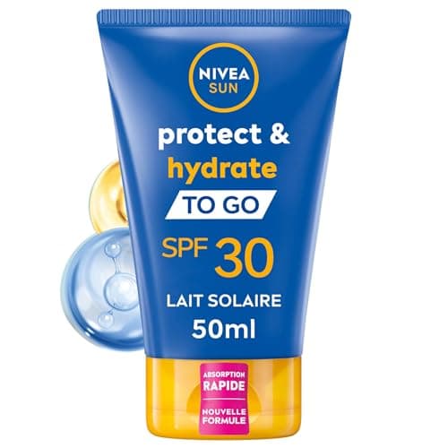 NIVEA SUN Lait solaire Protect & Hydrate format voyage FPS 30 (1 x 50 ml), Crème solaire hydratation 48H, Protection anti UV à la formule agréable - Image 2