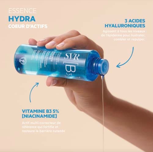SVR – Essence Hydra [B3] – Lotion Pré-Soin Hydratante – Apaise, repulpe et renforce la barrière cutanée – Pour peaux sensibles et déshydratées – Niacinamide 2%, Acide Hyaluronique – 150 ml - Image 3