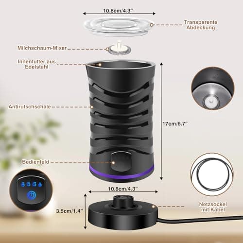 Electric Milk Frother Frother Electric Snow Whisk for Frothing and Heating Coffee, Milk 600ml Instant Pot for Latte, Hot Chocolate, Coffee, Milk - Image 3