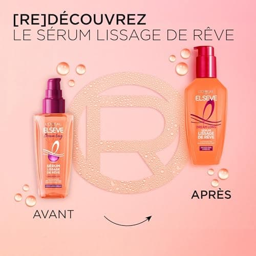 L'Oréal Paris - Dream Smoothing Serum - 230° Heat Protector and Anti-Frizz 24h - Enriched with Vegetable Keratin and Cocoa Butter - All Hair Types - Elseve Dream Long - 100ml - Image 3