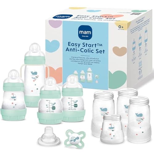 MAM Easy Start Starter Kit 0+, Unique Anti-Colic Self-Sterilising Anti-Colic, Blue-Beige - Image 2