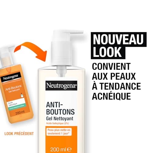 Neutrogena – Gel Nettoyant Anti-Boutons (flacon-pompe de 200 ml) – Nettoyant visage à l'acide salicylique (2%) – Élimine l'excès de sébum et les impuretés pour une peau plus nette en seulement 1 jour* - Image 4