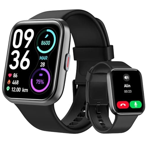 Men's Smart Watch, 1.85 Inch Women's Smartwatch for Samsung iPhone Android, Alexa Built-in 3ATM 100+ Sports Modes SpO2/Sleep/Heart Rate/Pedometer/Calories Monitor Black - Image 2