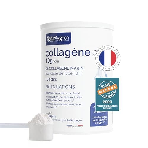 Laboratoire NaturAvignon Collagene Marin hydrolysé type 1 et 2 en poudre | Articulations, os, cartilages | 10g collagène marin par portion | Saveur fruit rouge | Fabriqué en France | 375g - Image 2