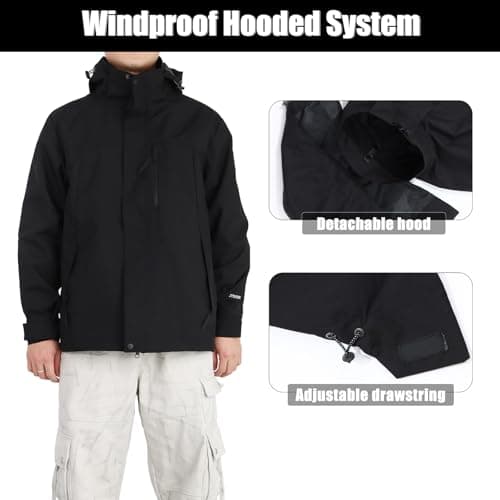 Men's Lightweight Waterproof Outdoor Trench Coat Rain Jacket Hooded Trekking Jacket Windproof for Hiking and Mountain Sports - Image 4