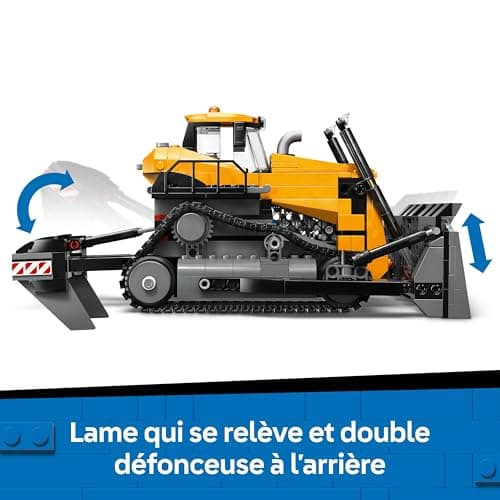 LEGO City Le Bulldozer Jaune - Jeu de Construction de véhicule de Chantier de Grande Taille - 3 Minifigurines - Briques supplémentaires & Panneau - Cadeau d'anniversaire pour garçon dès 8 Ans 60466 - Image 6