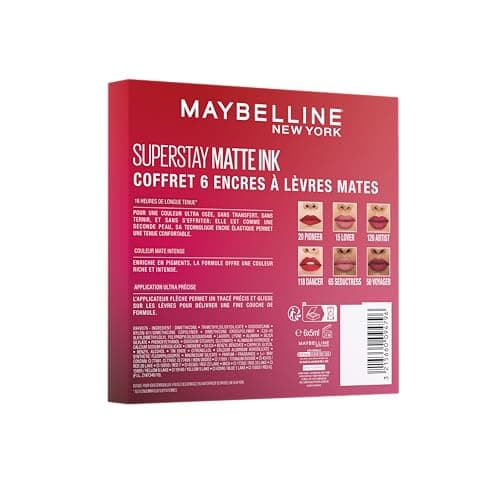 Maybelline New York - Coffret Exclusif de 6 Rouges à Lèvres Liquides Longue Tenue - Superstay Matte Ink - Teintes: Lover (15)/Seductress (65)/Artist (120)/Dancer (118)/Pioneer (20)/Voyager (50) - Image 4
