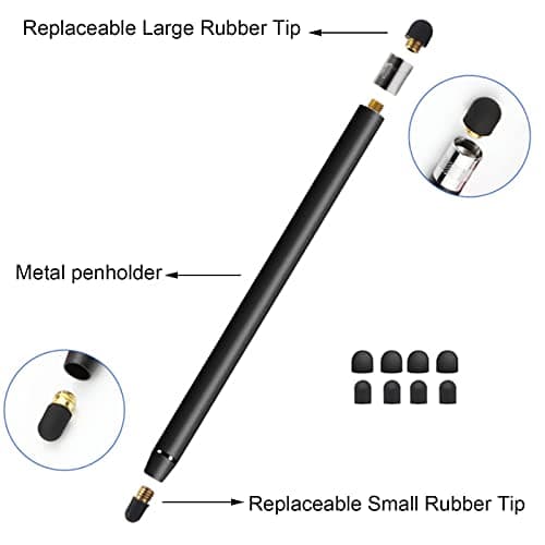 2 Pcs Universal Touch Screen Stylus Pen 2 in 1 Capacitive Touch Stylus Compatible with Tablets, Smartphones, Mi, Samsung Galaxy (Black + Rose Gold) - Image 3
