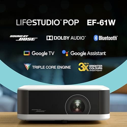 Epson Lifestudio Pop EF-61W Diamond White, Smart Portable Projector, Sound by Bose, Google TV, Full HD, Indoor/Outdoor Use, 5 Year Warranty* - Image 5
