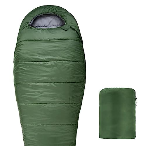 Amazon Basics Sleeping Bag for Camping Hiking Cold Weather Lightweight Mummy Style Olive Green - Image 6