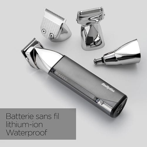 BaByliss Tondeuse cheveux sans fil Super-X Metal, Lames en acier japonais, 10 sabots, 2 sabots oreille, Batterie lithium, affichage digital, Poignée en métal, noir, E996E - Image 4