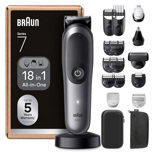 Braun AIO7585 Series 7 All-in-One Electric Trimmer for Men, Grey, 18-in-1 Kit with ProBlade and 8 Combs, Shaving Set with Accessories, Designed for Shaving Beard, Hair and Body - Image 2