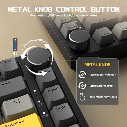 YINDIAO Ajazz AK820 Mechanical Keyboard with Knob, 75% ANSI Layout, 82 Keys, Wired Gaming Keyboard, 5 Soundproof Foams, Hot Swap, Linear Switch, RGB Backlight, for PC, Mac (Grey) - Image 4