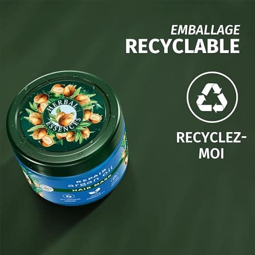 Herbal Essences Réparation Masque Huile d'Argan 500ml Cheveux Abîmés, Ingrédients d'Origine Naturelle, Sans Silicone - Image 9