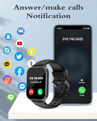 RUIMEN Montre Connectée Homme Femme avec Appel Bluetooth Smartwatch avec Podometre Cardiofrequencemetre Oxymetre Montre Sport pour iPhone Android Etanche IP68 Notification Chronometre Meteo Noir - Image 3