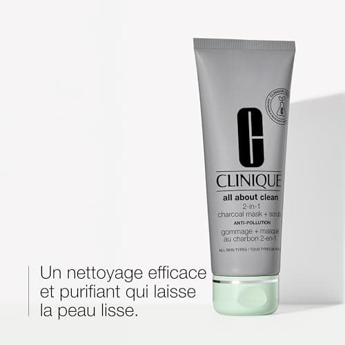 Clinique All About Clean Gommage + Masque Au Charbon 2-en-1 | Masque Visage Détoxifiant + Affinant et Gommage Exfoliant, 100 ml - Image 3