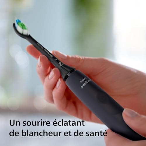 Philips Sonicare 4100 - brosse à dents électrique pour adultes avec 1 tête de brosse Philips W2 Optimal White noire, coffret de voyage fin et chargeur USB (modèle HX3683/54) - Image 4