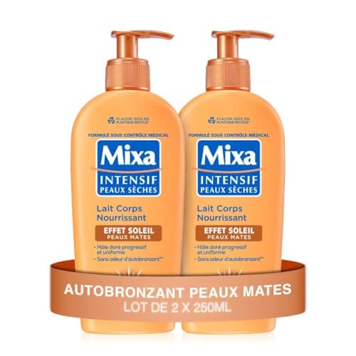 Mixa Intensive Dry Skin - Nourishing Body Lotion Sun Effect - Self-Tanning - Progressive and Uniform Natural Golden Tan - Matte Skin - Hypoallergenic - Pack of 2, 250 ml - Image 2