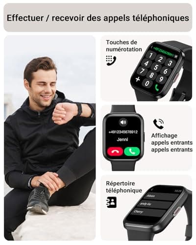 Men's Smart Watch, 1.85 Inch Women's Smartwatch for Samsung iPhone Android, Alexa Built-in 3ATM 100+ Sports Modes SpO2/Sleep/Heart Rate/Pedometer/Calories Monitor Black - Image 3