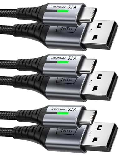 INIU USB C Cable Quick Charge 3.1A, [2m+2m+0.5m/Pack of 3] USB to USB C Cable, Nylon Charger Cable Type C USB A USBC Cord for Samsung Galaxy S21 S20 A34 iPhone 15 Pro Google Pixel 7 Xiaomi PS5 - Image 3