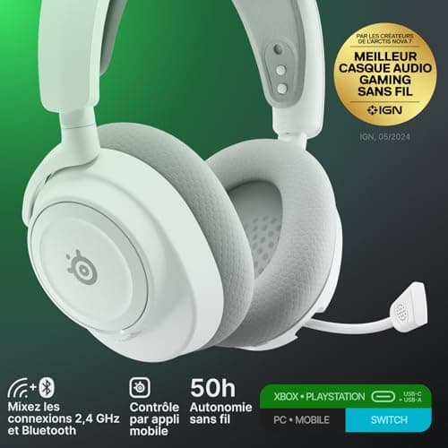 SteelSeries Casque sans fil Arctis Nova 7X multi-plateforme Gen2-Contrôle des applications en temps réel - 50H+ -Haut-parleurs magnétiques en néodyme -Mixable 2,4GHz/Bluetooth-Xbox,PC,Switch1/2,Mobile - Image 3