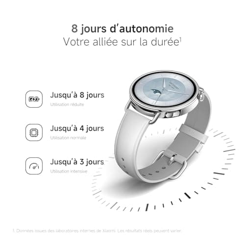 XIAOMI Watch S4 41 mm, 41 mm compact smart watch, 32 g ultra-light case, menstrual cycle prediction, +150 sports modes, HyperOS 3, leather strap (white). - Image 6