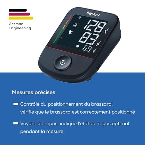 Beurer BM 48 Arm Blood Pressure Monitor, Easy One-Button Operation, Soft and Fast Measurement, Arrhythmia Detection, 22-42 cm Armband with App, Data Transfer to Apple Health - Image 8