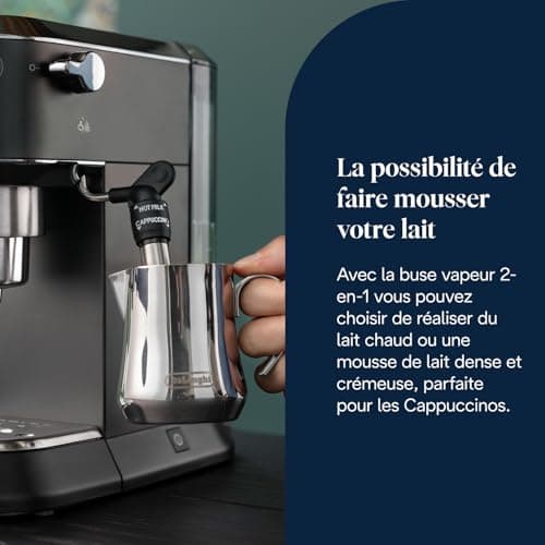 De’Longhi Dedica Style - Perfetto Machine à Expresso Compacte, Mousseur de Lait Manuel pour Expresso et Cappuccino, Compatible Dosettes ESE, Panneau de Commande à Boutons, Largeur 15cm, Noir(EC685.BK) - Image 8