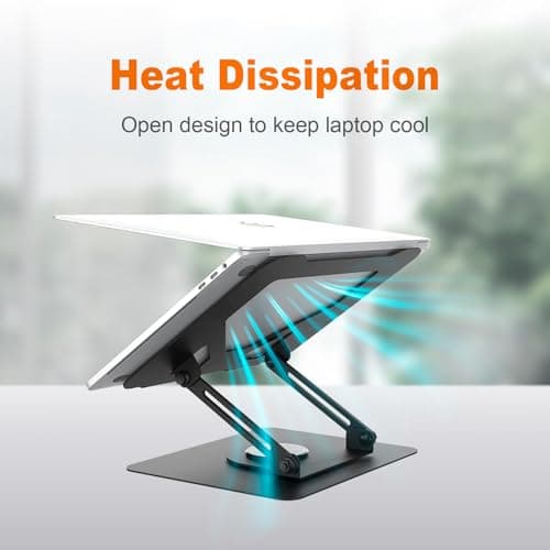 GRIFEMA GB1050 Ergonomic Rotating Laptop Stand 360 Height Adjustable Foldable Ventilated Laptop Stand Compatible with MacBook Air/Pro, Dell, and Laptops 11-17 Inch – Black - Image 7