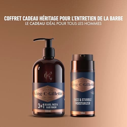 Gillette King C. Men's Beard Kit, Hair & Skin Care Set, Includes 3-in-1 Beard Cleanser, Face & Hair 350ml, Moisturizing Care 100ml, Signature Refreshing Fragrances - Image 4