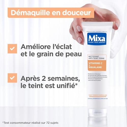 Mixa - Anti-Dull Comfort Cleanser with Vitamin C and Squalane - Skin with Dull and Irregular Complexion - Protective Moisturizing Facial Care - Gentle Make-up Remover - 150 ml - Image 5