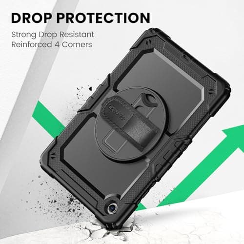 SEYMAC Case for Samsung Galaxy Tab A11+ Plus 2025/A9+ Plus 11 Inch 2025/2023, Shockproof Protection for Samsung A11+ Tablet with Screen Protector, 360° Rotating Hand Strap and Stand, Black - Image 4