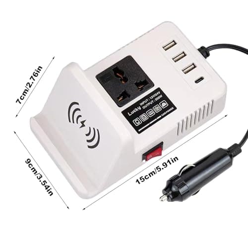 Inverseur de véhicule pour ordinateur portable, convertisseur de voiture pour chargement d'ordinateur portable | Chargeur de voiture 200 W | Onduleur automobile, convertisseur de tension, 3 ports USB - Image 6