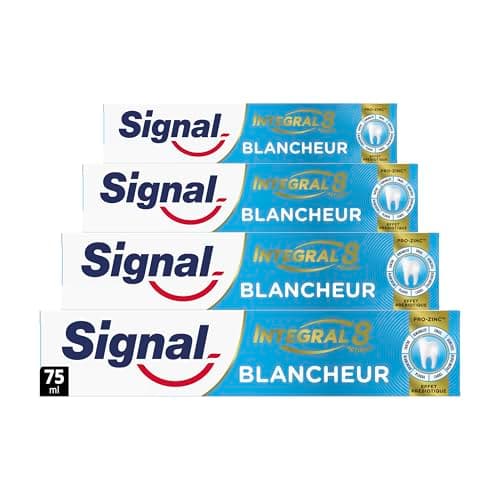 SIGNAL - Dentifrice Blancheur integral 8 blancheur effet prébiotique - Protection Complète 3x plus efficace -96% d'ingrédients d'origine naturelle (lot de 4x75ml) - Image 3