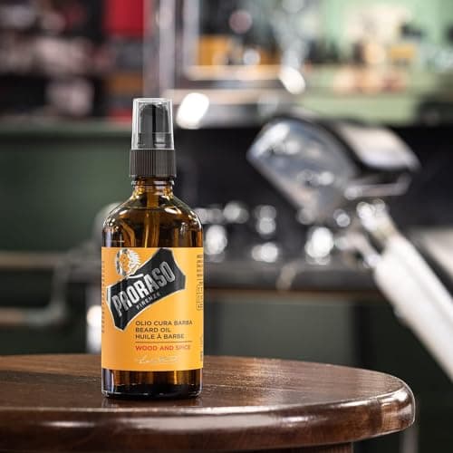 Proraso | Huile à barbe Wood & Spice (flacon-pompe de 100 ml) – Huile pour barbe adoucissante et protectrice pour barbes longues et hirsutes – Fabriquée en Italie - Image 4