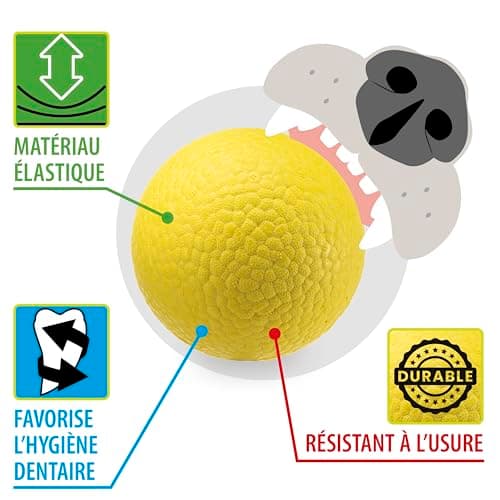Ferplast Jouet Chien, Balle pour Chien, en Matériau Durable, Non Toxique, Résistante aux Morsures, pour l'Hygiene Dentaire, Rebondissant et Flottant, CHEWA BOING Balle, Jouets Gros Chien, Jaune - Image 5