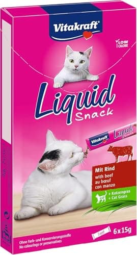 Vitakraft Liquid Snack, Liquid Cat Treat, Beef and Catnip, Individual Pouches, for Healthy Gut Flora (1 Pack of 6 x 15g) - Image 3