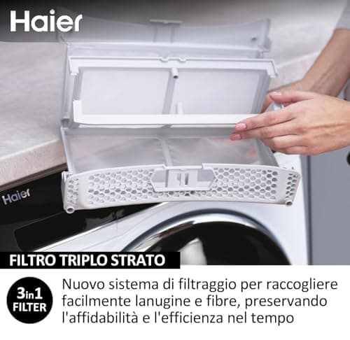 Haier I-Pro HD100-A2939-IT Series 3 10 kg Heat Pump Free Installation, Class A++, Programmable Start, with 3-in-1 Filter System, 59.4 x 66.5 x 84.5 cm, White - Image 7