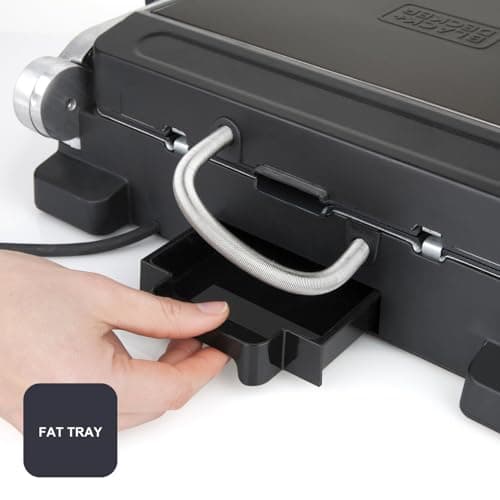 Black and Decker - Grill électrique 2 en 1 2000W, Plaque chauffante et grill, Ouverture à 180º, Contrôle de la température et du temps de cuisson, Écran LCD - Image 6