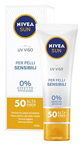 NIVEA SUN Crème UV Visage Sensitive SPF50 50 ml Crème solaire visage 50 pour peaux sensibles, Protection solaire du visage contre les allergies solaires, Crème visage SPF 50 sans parfum texture légère - Image 2